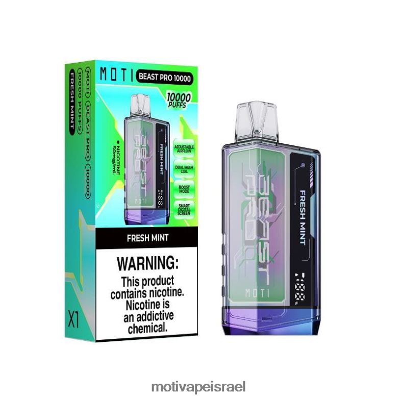 MOTI Beast Pro אדים חד פעמיים (5%, 10000 שאיפות) מנטה רעננה PRVZXV44 - MOTI Vape Pen Israel