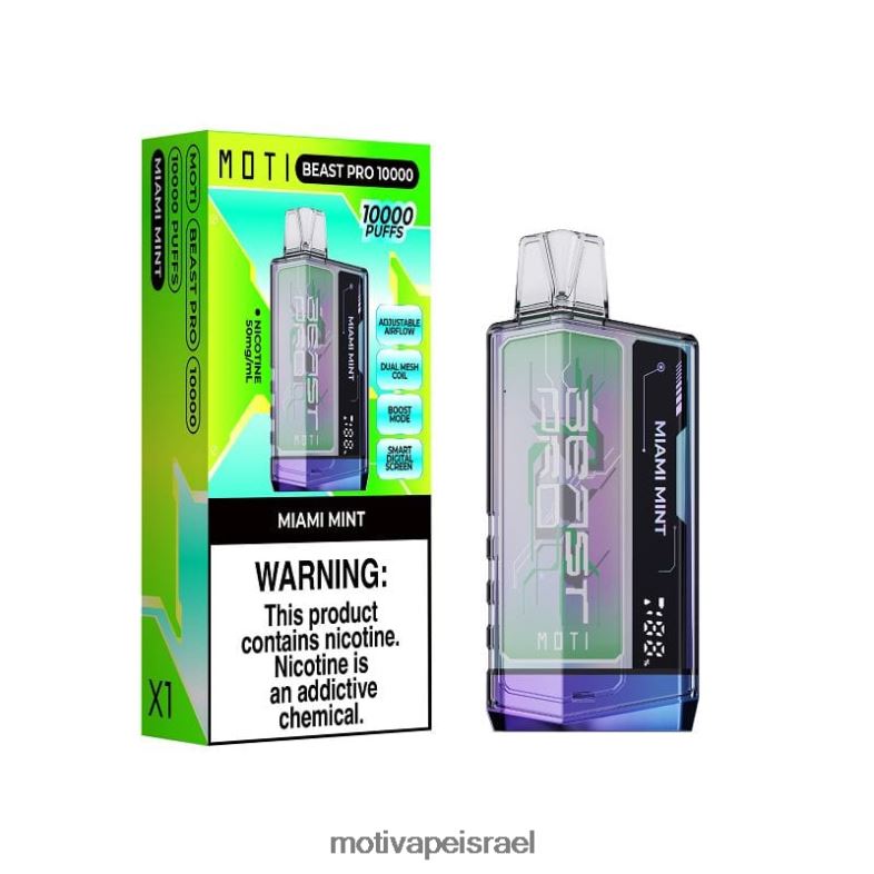 MOTI Beast Pro אדים חד פעמיים (5%, 10000 שאיפות) מיאמי מנטה PRVZXV48 - MOTI Vape Price